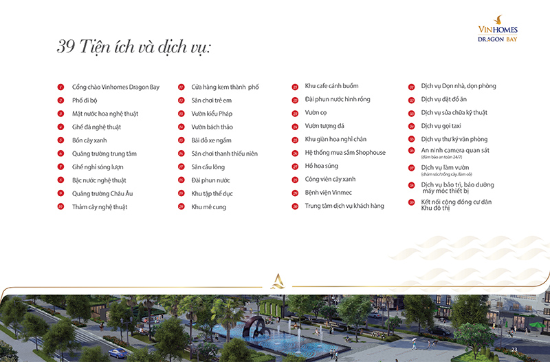 39 Tiện ích và dịch vụ tại Vinhomes Dragon Bay